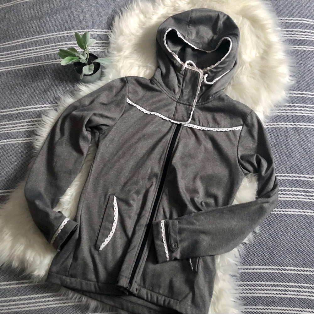 Roxy eyelet trim hooded jacket